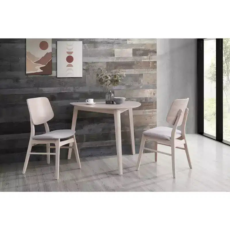 New Classic Furniture, Set da pranzo Oscar in 3 pezzi in legno, Frassino bianco