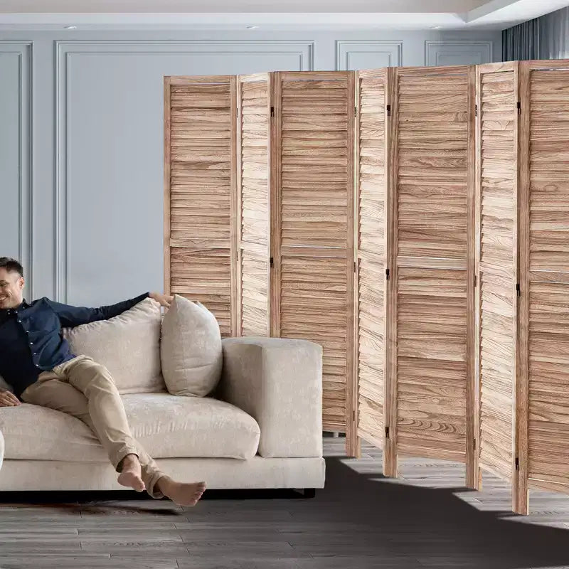 VEVOR Divisorio in Legno, Divisorio Pieghevole a 8 Pannelli, Schermo per Privacy, Divisorio Interno con Persianatura, Altezza 170 cm, Divisorio Decorativo Portatile