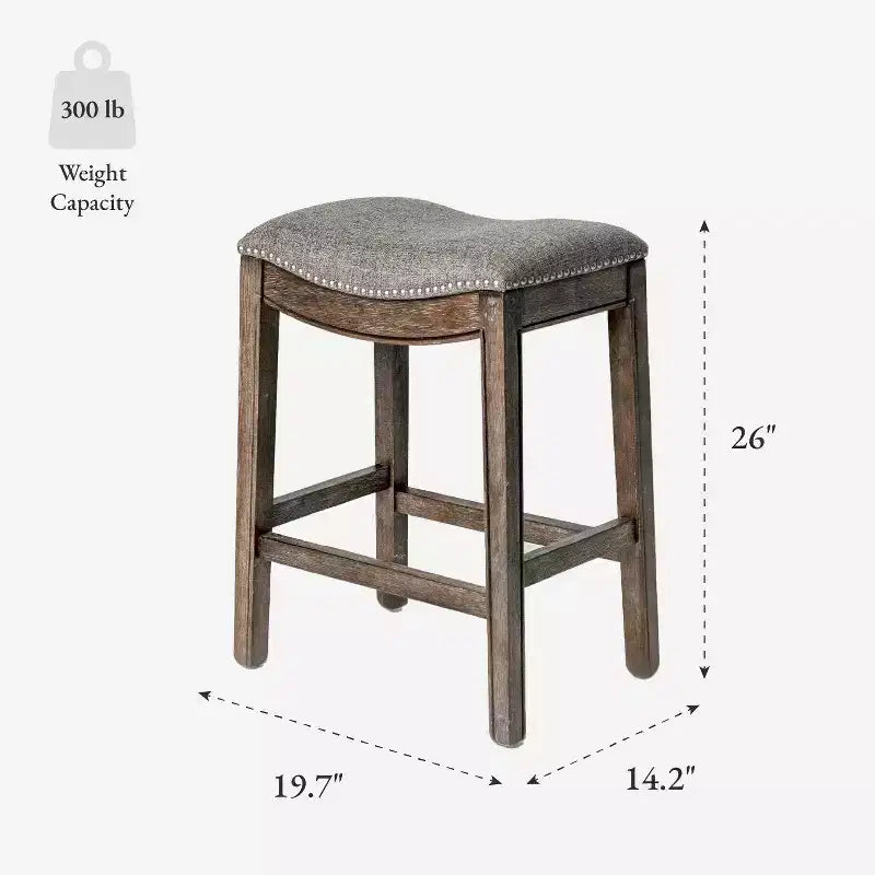 Sgabello da bancone Maven Lane Adrien senza schienale con rivestimento in tessuto, 26"