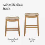 Sgabello da bancone Maven Lane Adrien senza schienale con rivestimento in tessuto, 26"