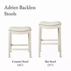 Sgabello da bancone Maven Lane Adrien senza schienale con rivestimento in tessuto, 26"