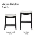 Sgabello da bancone Maven Lane Adrien senza schienale con rivestimento in tessuto, 26"