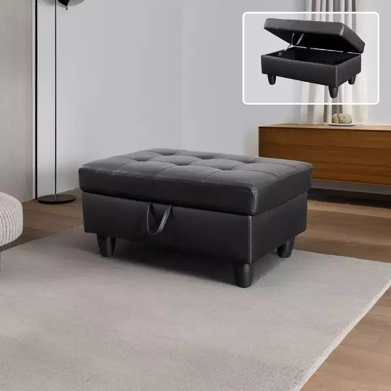 Divano componibile contemporaneo in pelle nera