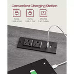 LIRY Set di 2 comodini da fattoria con stazione di ricarica USB, cassetto e ripiano aperto, tavolino da notte per l'arredamento della casa, Grigio Nebbia