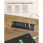 LIRY Set di 2 comodini da fattoria con stazione di ricarica USB, cassetto e ripiano aperto, tavolino da notte per l'arredamento della casa, Grigio Nebbia