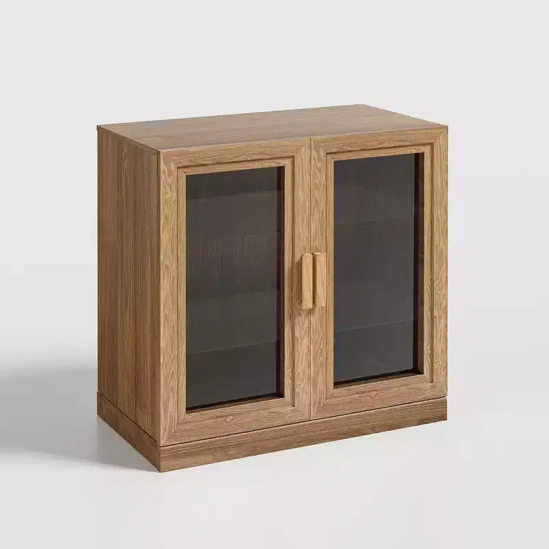 Mobile contenitore in legno 31x62x16, organizer con ripiani regolabili e ante in vetro per cucina, camera da letto, ingresso, soggiorno, sala da pranzo