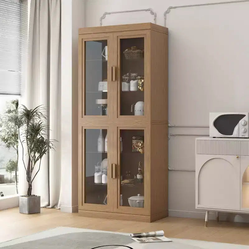 Mobiletto multiuso in legno 72x31x16, organizer portaoggetti con ripiani regolabili e ante in vetro per cucina, camera da letto, ingresso, soggiorno/sala da pranzo