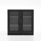 Mobiletto multiuso in legno 72x31x16, organizer portaoggetti con ripiani regolabili e ante in vetro per cucina, camera da letto, ingresso, soggiorno/sala da pranzo