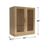 Mobiletto multiuso in legno 72x31x16, organizer portaoggetti con ripiani regolabili e ante in vetro per cucina, camera da letto, ingresso, soggiorno/sala da pranzo