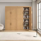 Mobiletto d'accento in legno 62x62x16 cm in colore naturale, organizer contenitore con ripiani regolabili per cucina, camera da letto, ingresso, soggiorno, sala da pranzo