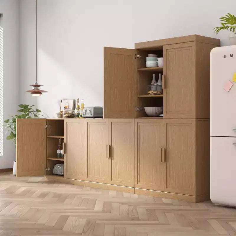Mobiletto d'accento in legno 62x62x16 cm in colore naturale, organizer contenitore con ripiani regolabili per cucina, camera da letto, ingresso, soggiorno, sala da pranzo