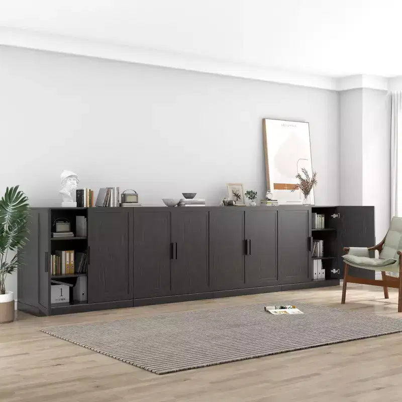 Mobiletto con ripiani regolabili 31x124x16 in legno nero per cucina, camera da letto, ingresso, soggiorno e sala da pranzo