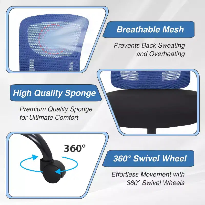 BestMassage Sedia da Ufficio Ergonomica per Persone Robuste Fino a 180 kg, Sedia da Scrivania in Rete per Persone di Taglia Forte