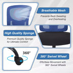 BestMassage Sedia da Ufficio Ergonomica per Persone Robuste Fino a 180 kg, Sedia da Scrivania in Rete per Persone di Taglia Forte