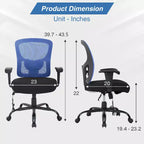 BestMassage Sedia da Ufficio Ergonomica per Persone Robuste Fino a 180 kg, Sedia da Scrivania in Rete per Persone di Taglia Forte