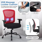 BestMassage Sedia da Ufficio Ergonomica per Persone Robuste Fino a 180 kg, Sedia da Scrivania in Rete per Persone di Taglia Forte