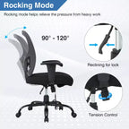BestMassage Sedia da Ufficio Ergonomica per Persone Robuste Fino a 180 kg, Sedia da Scrivania in Rete per Persone di Taglia Forte