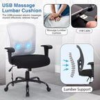 BestMassage Sedia da Ufficio Ergonomica per Persone Robuste Fino a 180 kg, Sedia da Scrivania in Rete per Persone di Taglia Forte