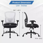 BestMassage Sedia da Ufficio Ergonomica per Persone Robuste Fino a 180 kg, Sedia da Scrivania in Rete per Persone di Taglia Forte