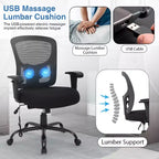 BestMassage Sedia da Ufficio Ergonomica per Persone Robuste Fino a 180 kg, Sedia da Scrivania in Rete per Persone di Taglia Forte