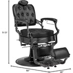 Sedia da barbiere idraulica reclinabile ergonomica Karl Home Attrezzatura da salone per parrucchieri e spa in nero con braccioli