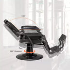 Sedia da barbiere idraulica reclinabile ergonomica Karl Home Attrezzatura da salone per parrucchieri e spa in nero con braccioli