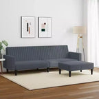 vidaXL Set Divano Letto Convertibile a 2 Pezzi con Poggiapiedi in Lussuoso Velluto Grigio Scuro, Mobile Versatile per Soggiorno o Salotto