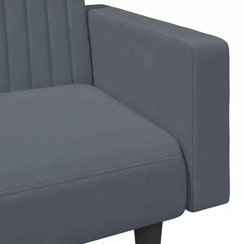 vidaXL Set Divano Letto Convertibile a 2 Pezzi con Poggiapiedi in Lussuoso Velluto Grigio Scuro, Mobile Versatile per Soggiorno o Salotto
