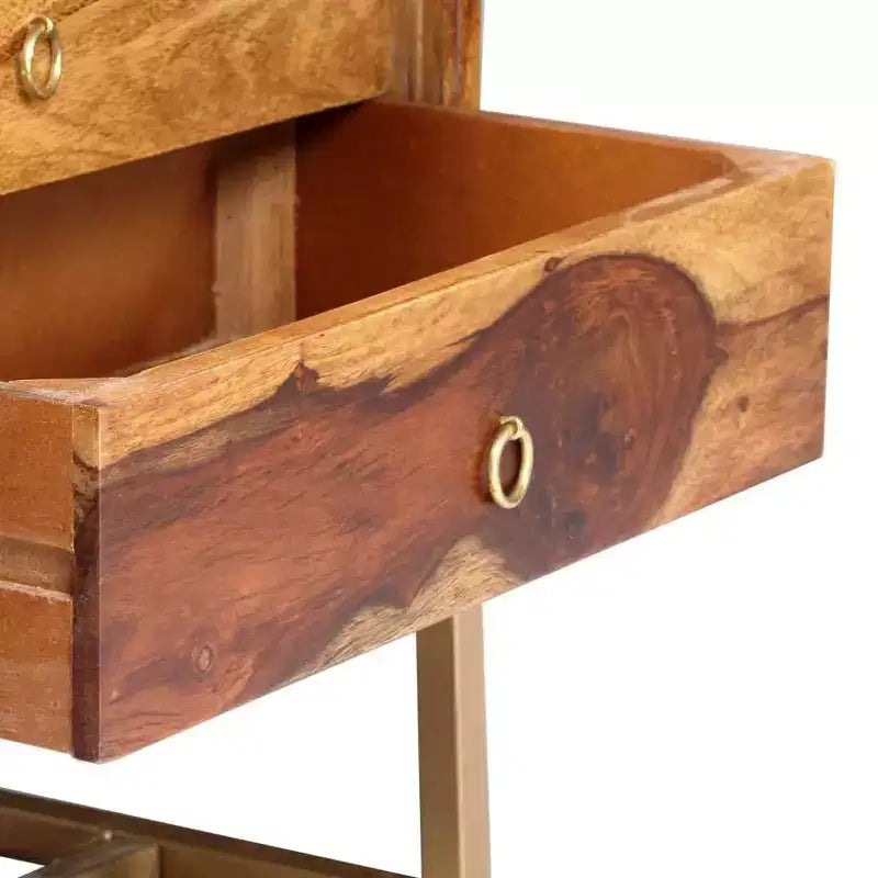 vidaXL Mobile TV Marrone in Legno Massello di Sheesham, Ferro verniciato a polvere color ottone