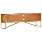 vidaXL Mobile TV Marrone in Legno Massello di Sheesham, Ferro verniciato a polvere color ottone