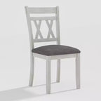 Set tavolo da pranzo VECELO in stile rustico, tavolo in legno di gomma con 4/6 sedie imbottite, grigio