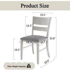 Set tavolo da pranzo VECELO in stile rustico, tavolo in legno di gomma con 4/6 sedie imbottite, grigio
