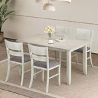 Set tavolo da pranzo VECELO in stile rustico, tavolo in legno di gomma con 4/6 sedie imbottite, grigio
