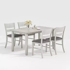 Set tavolo da pranzo VECELO in stile rustico, tavolo in legno di gomma con 4/6 sedie imbottite, grigio