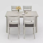 Set tavolo da pranzo VECELO in stile rustico, tavolo in legno di gomma con 4/6 sedie imbottite, grigio