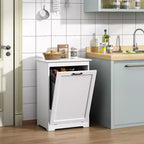 Sandinrayli 10 Gal. Cestone per la Biancheria Inclinabile Contenitore per la Spazzatura da Cucina in Legno con Sportello ad Angolo Regolabile