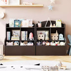 Acekool Scaffale portaoggetti a 3 livelli per giocattoli per bambini, libreria con 5 scomparti, scaffale per giocattoli e libri per camera da letto, sala giochi o aula, marrone