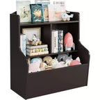 Acekool Scaffale portaoggetti a 3 livelli per giocattoli per bambini, libreria con 5 scomparti, scaffale per giocattoli e libri per camera da letto, sala giochi o aula, marrone