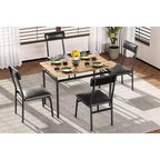 Set da tavolo da pranzo da 5 pezzi, tavolo da cucina in legno marrone con 4 sedie imbottite in PU, tavolo da pranzo con struttura in metallo salvaspazio, per sala da pranzo