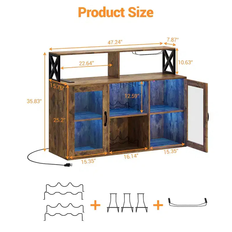 Mobile Bar con Portabottiglie, Mobile Moderno da Caffè con Ripiani, Mobiletto Bar per Liquori, Credenza Buffet per Cucina