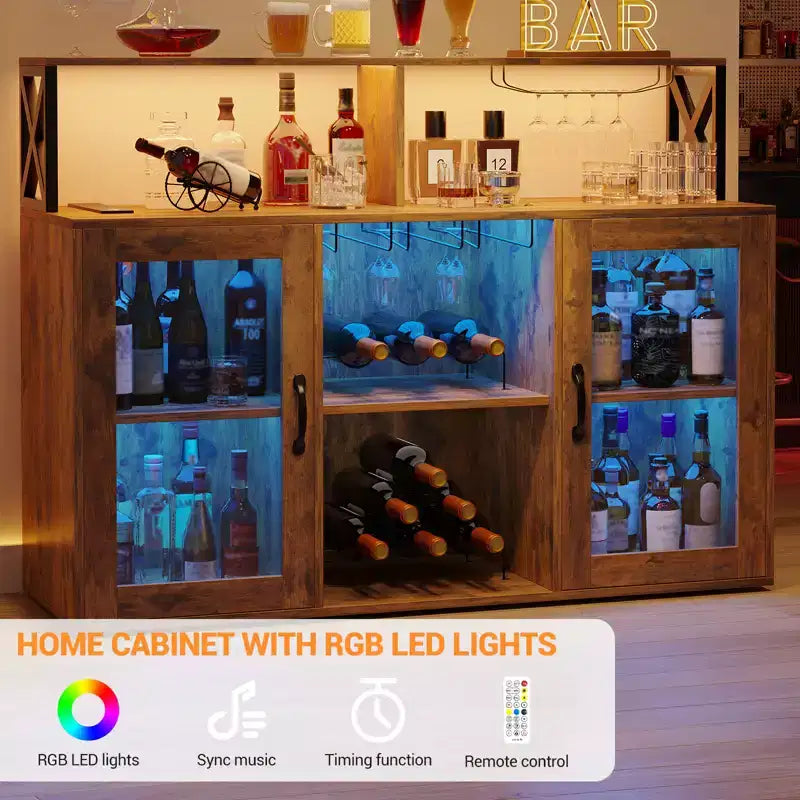 Mobile Bar con Portabottiglie, Mobile Moderno da Caffè con Ripiani, Mobiletto Bar per Liquori, Credenza Buffet per Cucina