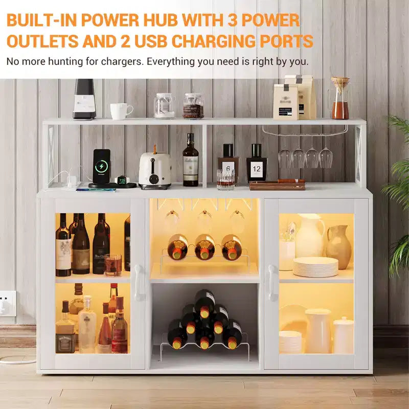 Mobile Bar con Portabottiglie, Mobile Moderno da Caffè con Ripiani, Mobiletto Bar per Liquori, Credenza Buffet per Cucina