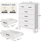 Comò per camera da letto con 6 cassetti, cassettiera alta grigia da 45 con spazio contenitivo, cassettiera grande per armadio, mobiletto contenitore in legno per ingresso
