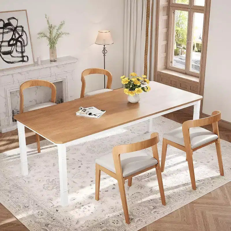 Tavolo da pranzo da fattoria da 78,7" per 6-8 persone - Tavolo da cucina industriale con struttura in metallo e angoli smussati, per sala da pranzo, piccoli spazi