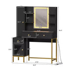 Toeletta Trucco con Specchio Illuminato, Scrivania da Trucco con Luci a 3 Colori, Toeletta Bianca con Stazione di Ricarica, Mobile Visibile con Luci a Led