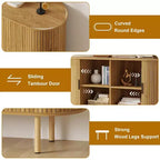 Credenza con ante scorrevoli scanalate da 47", mobile contenitore moderno in legno con ripiani regolabili, per soggiorno, cucina, sala da pranzo
