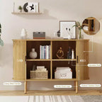 Credenza con ante scorrevoli scanalate da 47", mobile contenitore moderno in legno con ripiani regolabili, per soggiorno, cucina, sala da pranzo
