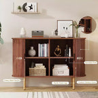 Credenza con ante scorrevoli scanalate da 47", mobile contenitore moderno in legno con ripiani regolabili, per soggiorno, cucina, sala da pranzo