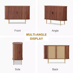 Credenza con ante scorrevoli scanalate da 47", mobile contenitore moderno in legno con ripiani regolabili, per soggiorno, cucina, sala da pranzo