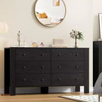 Garvee 6 Drawer Dresser for Bedroom, Closet Chest with Sturdy Handles, Wooden Dresser Storage Organizer for Living Room, Nursery, Entryway